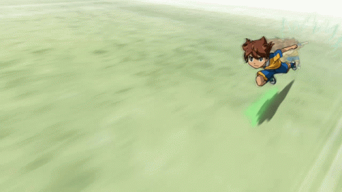a cartoon boy flying over a body of water