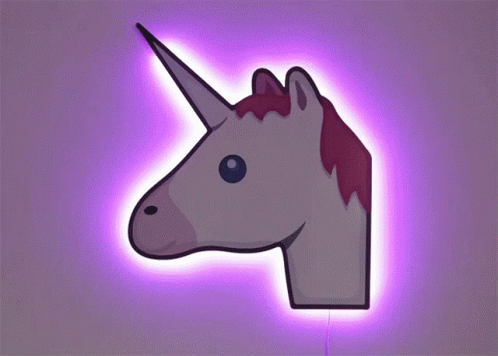 the neon sign says, there is a unicorn on it
