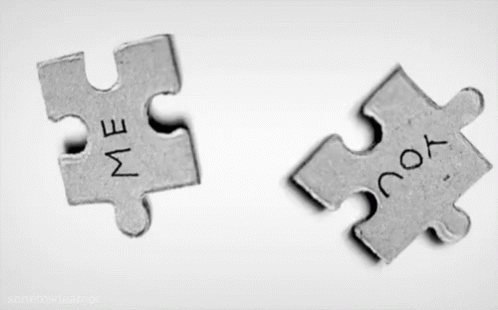a black and white po shows two pieces missing from the puzzle