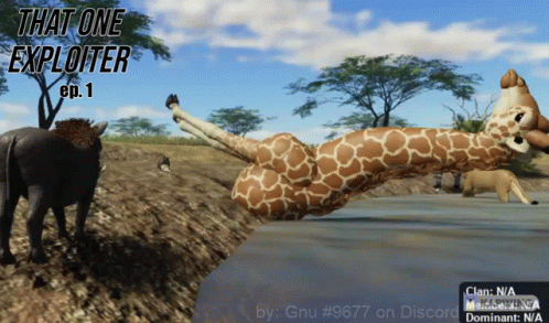 a giraffe that is laying down with its foot over another giraffe