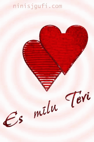 two blue hearts with the words es milu tori written underneath it