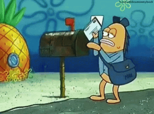a cartoon person that is using the mailbox