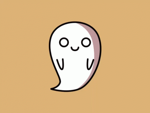 a cartoon style ghost with eyes and nose