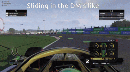 a person driving a racing car in a game