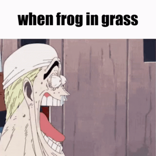 an animated cartoon is shown with the caption that says when frogs in grass are eaten