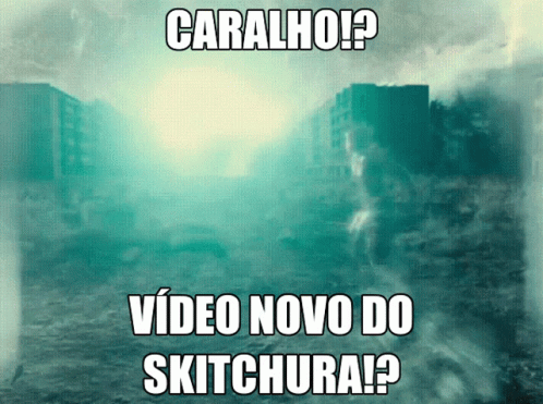 the words video novo do skitchua are in front of a very blurry pograph
