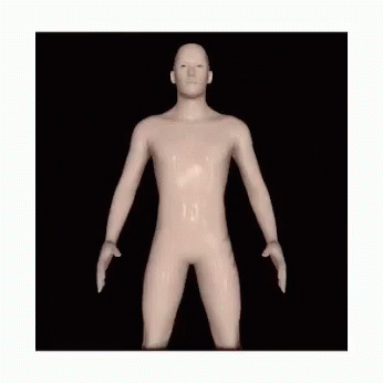 a male dummy is posed in the middle of the frame