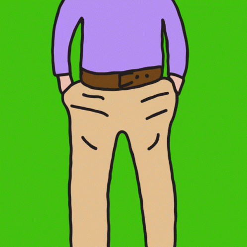 an illustration of a man in a pink shirt with his hands in the pockets