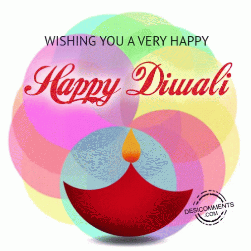 an artistic card for diwali day with text wishing you a very happy