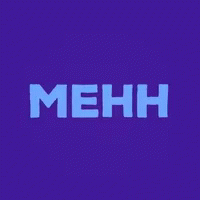 the word meh is written with different colored dots