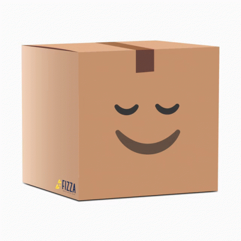 a light blue box that has an image of a face on it