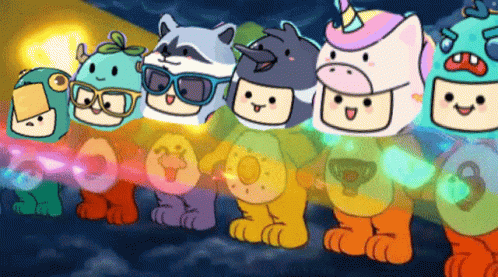 a group of people wearing funny hats and glasses
