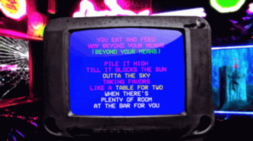 an old tv with some text on it