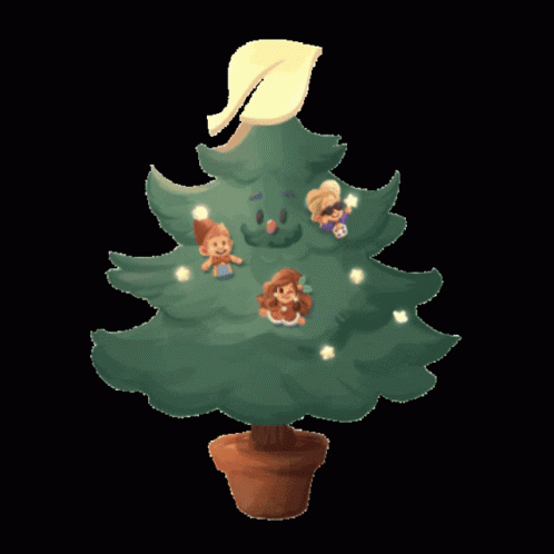a 3d image of a green tree with blue teddy bears