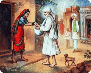 two men giving an indian man a poodle