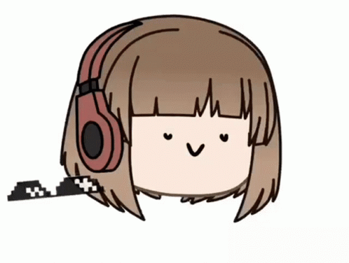 a drawing of a girl with headphones on