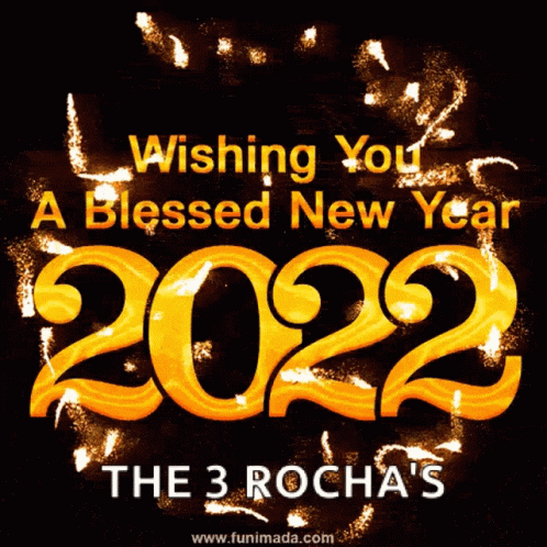 a blue neon sign with text that reads wishing you a bissed new year the 3 rochas