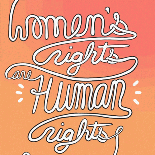 a blue poster with white text that reads, women's rights and human rights