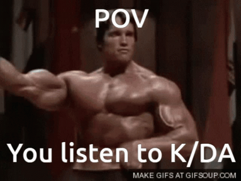 a man flexing his big muscles while text reads pov you listen to k / d - da