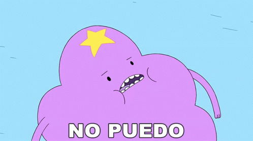cartoon character in pink clothing holding his chest, showing no pueblo