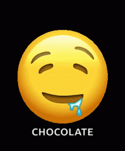 an emotication of a smiling face with chocolate dripping from it's mouth