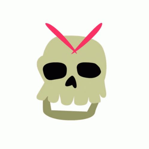 an oddly shaped skull with scissors sticking out of it
