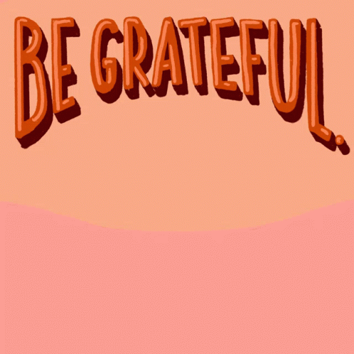 a very blue banner with the word be grateful in it