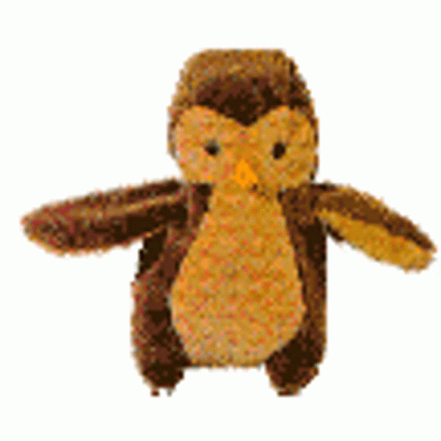 a small stuffed animal with one wing spread
