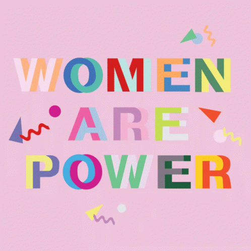the words women are power on a pastel background