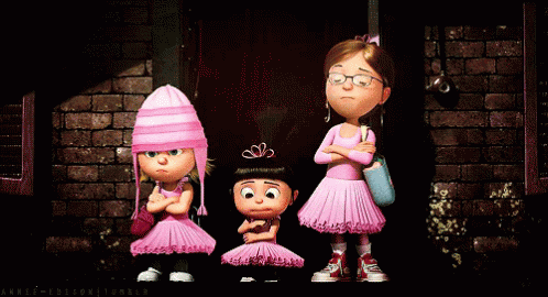 an animated scene shows three characters in a dark room