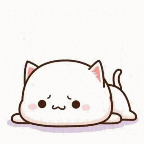 a cartoon white kitty cat laying down