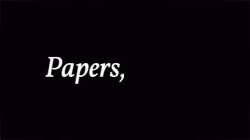 the title of papers, written in white ink