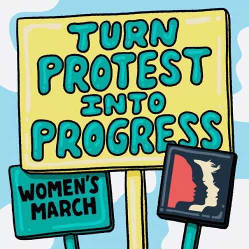 a cartoon of women's march protest signs