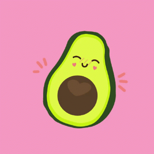 a funny looking avocado face on purple background