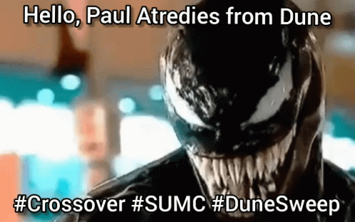 an image of a masked man with words that read hello, paul attridies from dune