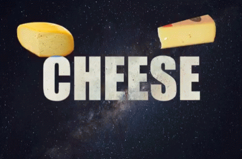 there is the word cheese over top of some food