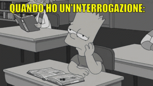 simpsons with text in green that reads quanndo ho un interrogazione