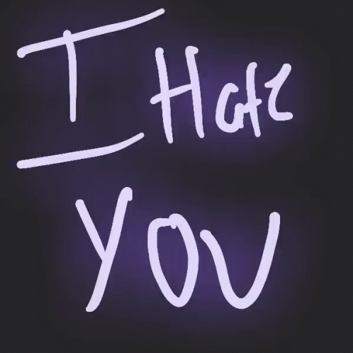 i hate you written in white on purple