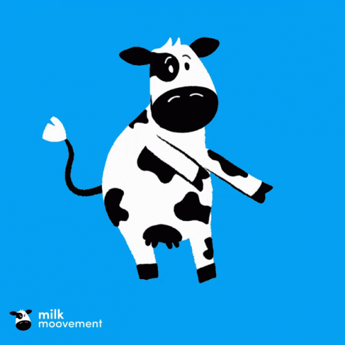 a drawing of a cow holding a stick in its mouth