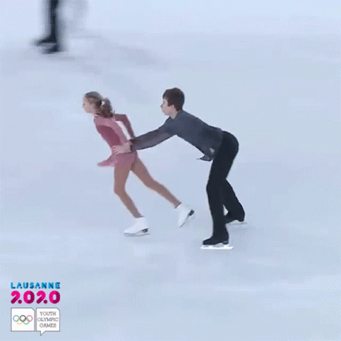 people ice skating on a frozen lake with the name lumazone on the side