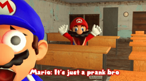 the mario mouse is running in to a bathroom