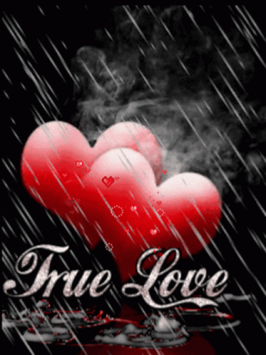 some hearts floating in water with the words true love