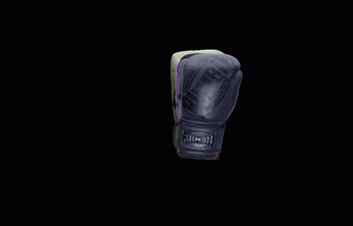 boxing gloves with purple linings on black background