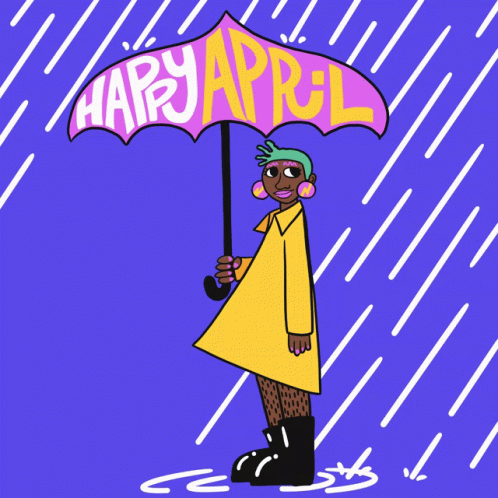 a cartoon person with an umbrella standing in the rain