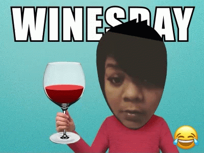 a cartoon image of someone holding a wine glass