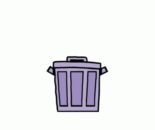 a drawing of a small purple trash can