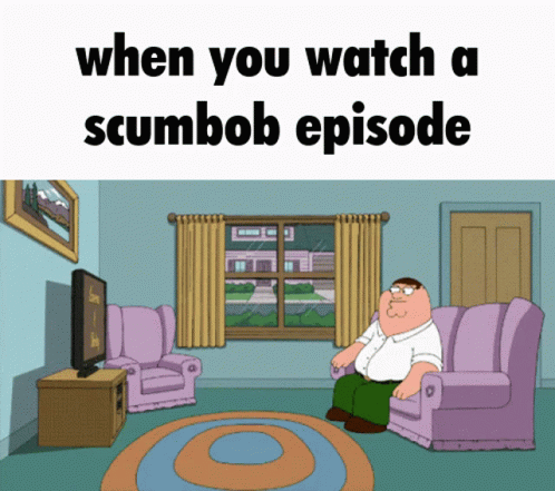 a cartoon character sitting in a living room watching television