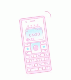 a drawing of a pink calculator on a white background