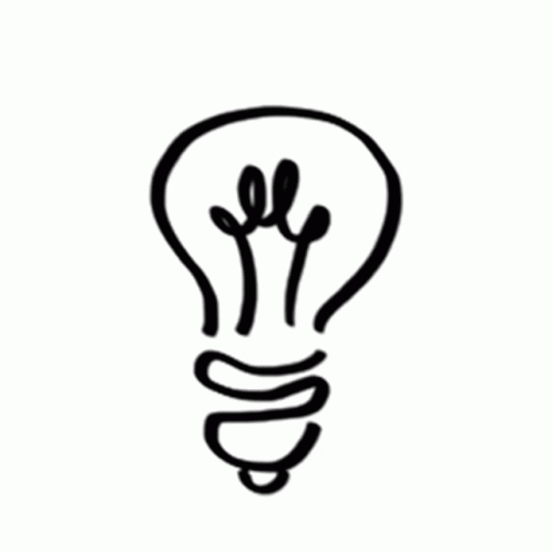 a light bulb drawing is shown in this simple line art style