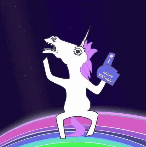 a very cute unicorn holding up a bottle